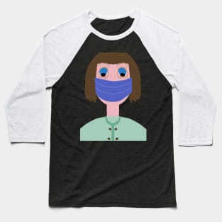 Girl with brown hair wearing a mouth mask Baseball T-Shirt